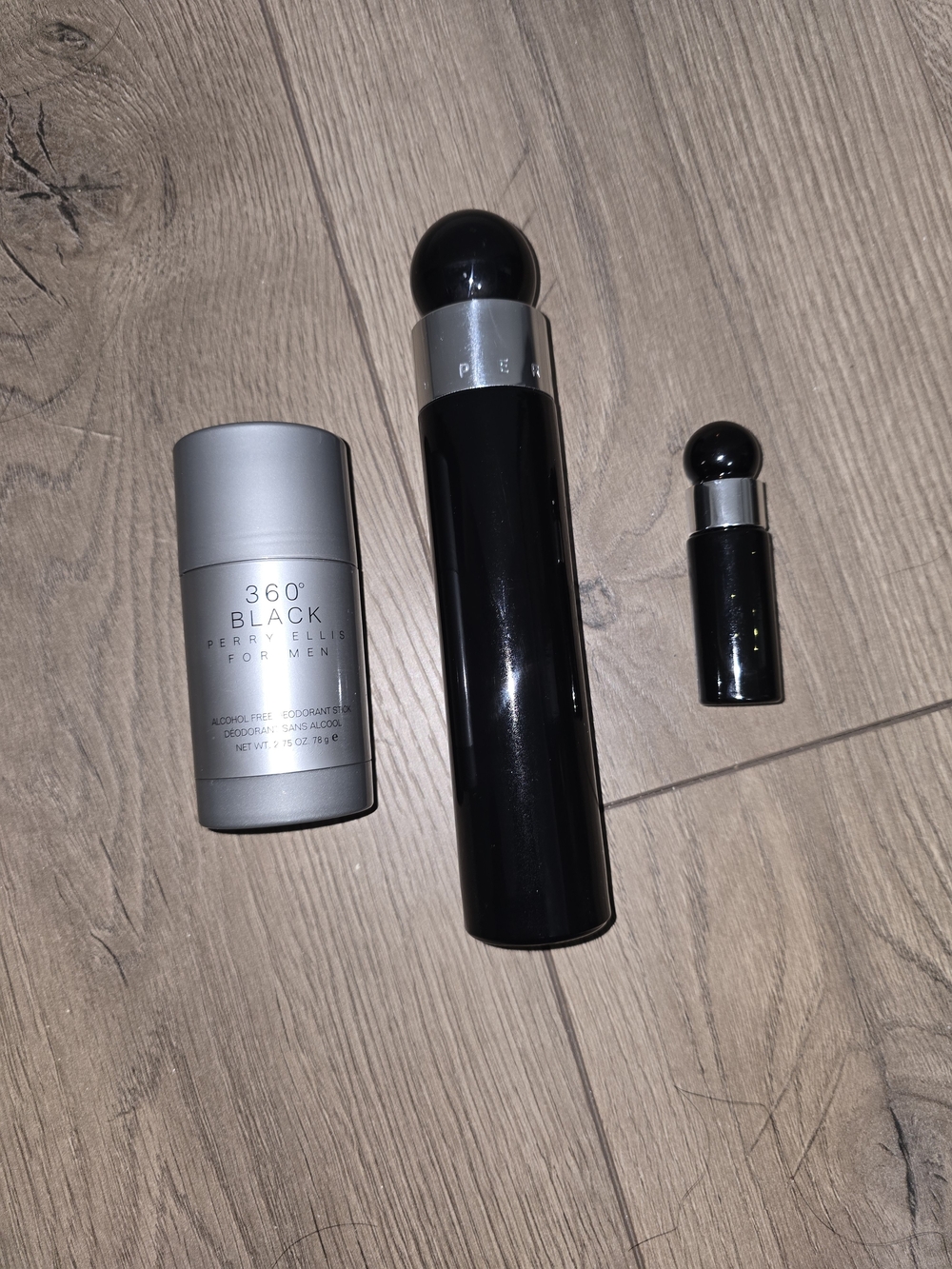 Perry Ellis 360° Black Women Fragrance Trio in Black and Silver